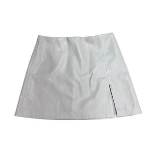 EUC Sunday Best Women's Cream Vegan LeatherMini Skirt Size 10